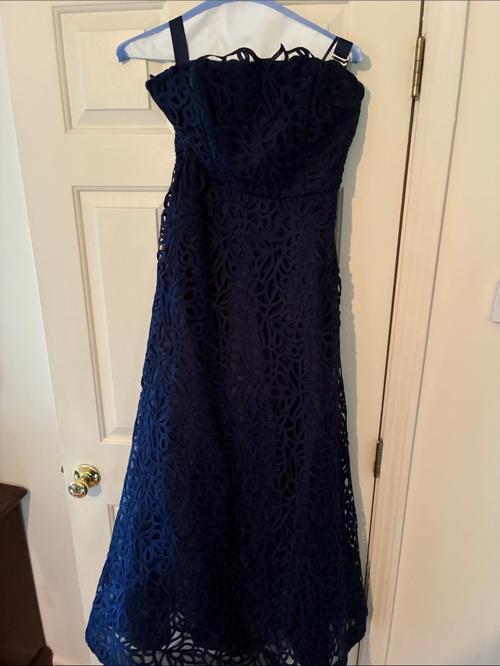 Milly of New York Navy Strapless Lace A-Line Dress